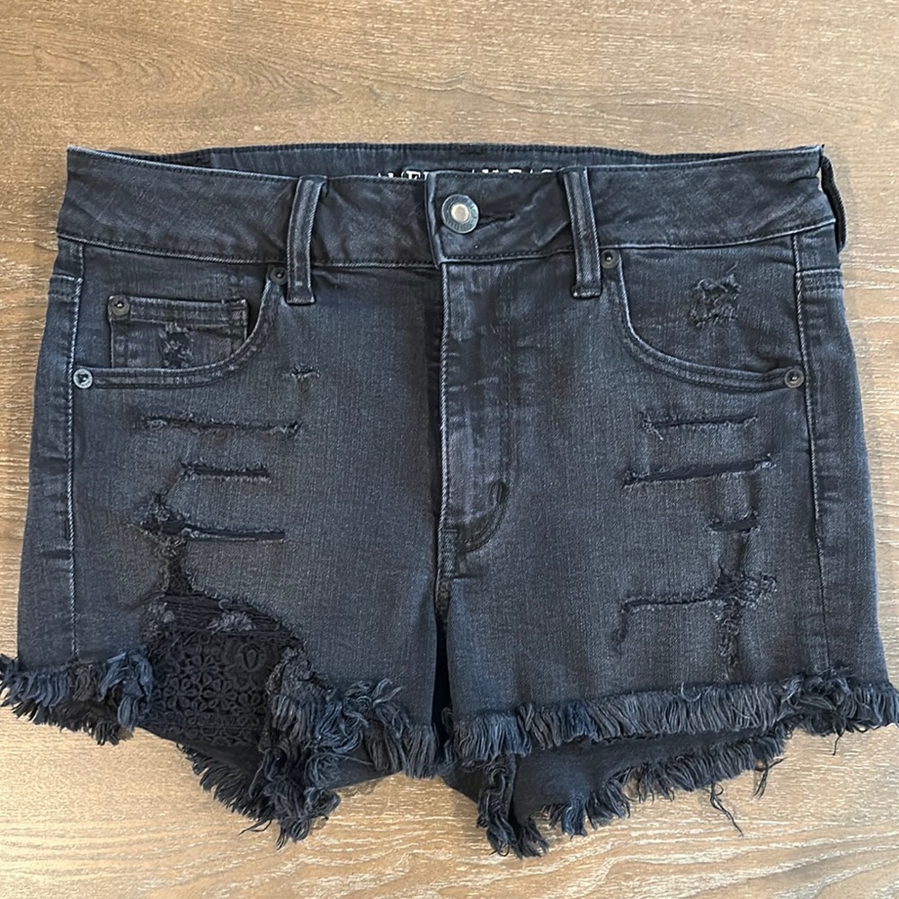 American Eagle Hi-Rise Shortie Distressed Jean Shorts